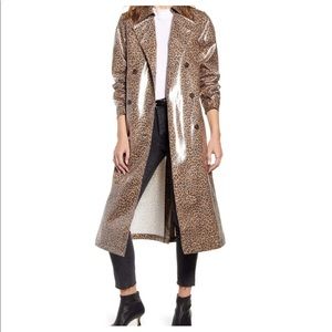 Water resistant leopard print trench coat